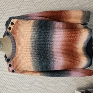 NEW Madewell Space-dyed Ombre Button Shoulder Wool Blend Knit Sweater Size Large